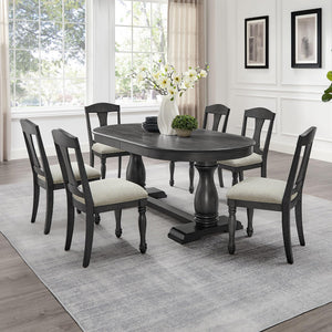 Extendable Oval Dining Table Set for 6-8