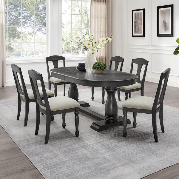 Extendable Oval Dining Table Set for 6-8