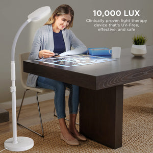 Full Spectrum LED Light Therapy Floor Lamp with Adjustable Gooseneck