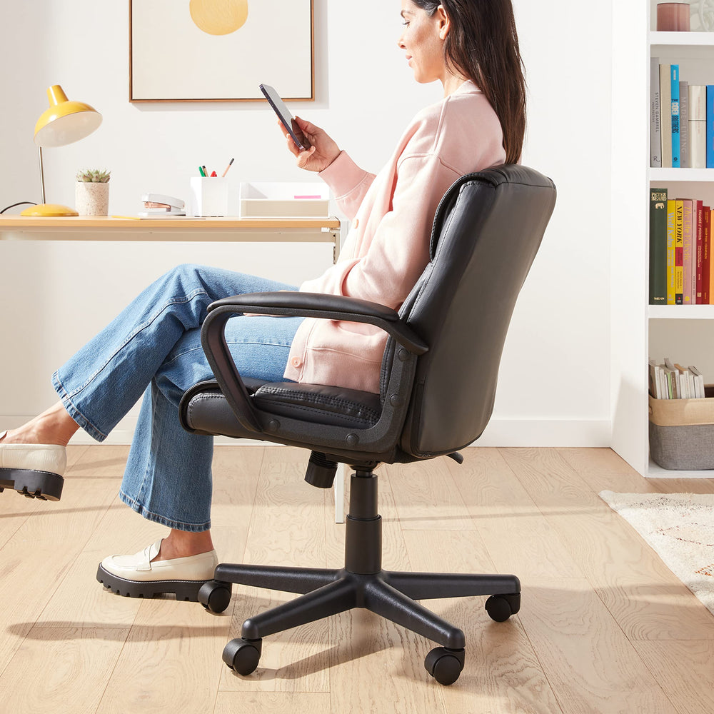 Mid-Back Adjustable Office Chair with Padded Armrests