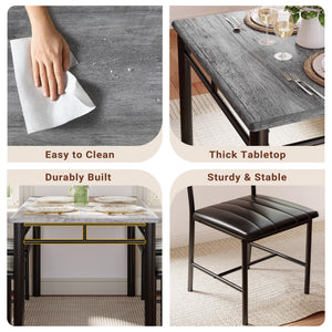 5-Piece Dining Table Set for 4 with Upholstered Chairs
