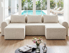 Modular L-Shaped Sofa Bed with Ottoman