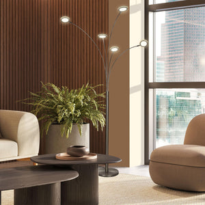 5-Head Arc Floor Lamp with Adjustable Arms