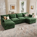 Modular U-Shaped Sectional Sofa with Movable Ottomans