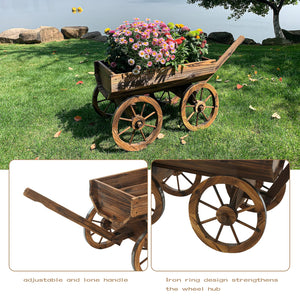 Rustic Wooden Wagon Planter