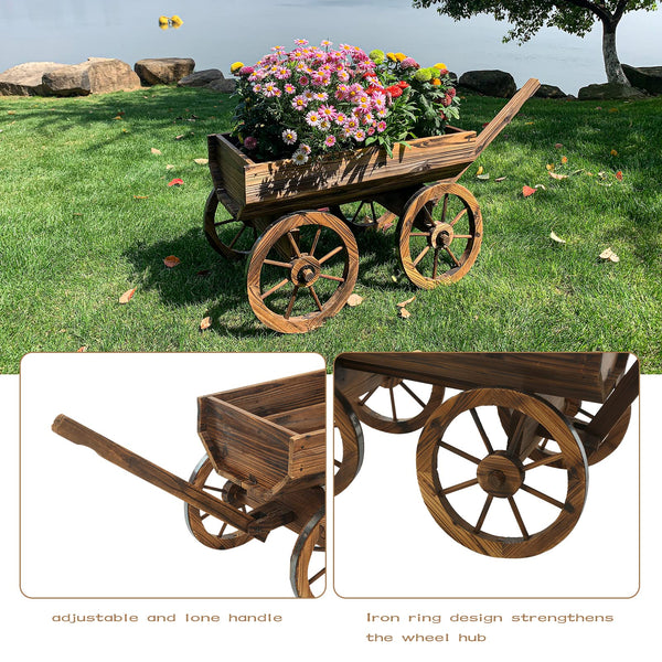 Rustic Wooden Wagon Planter