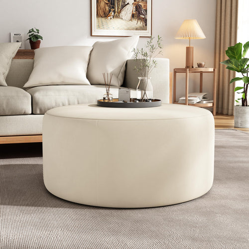 Round Velvet Ottoman Foot Stool – 30" Upholstered Pouf