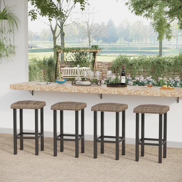 Outdoor Bar Table – Metal Counter Height with Wood Grain Top