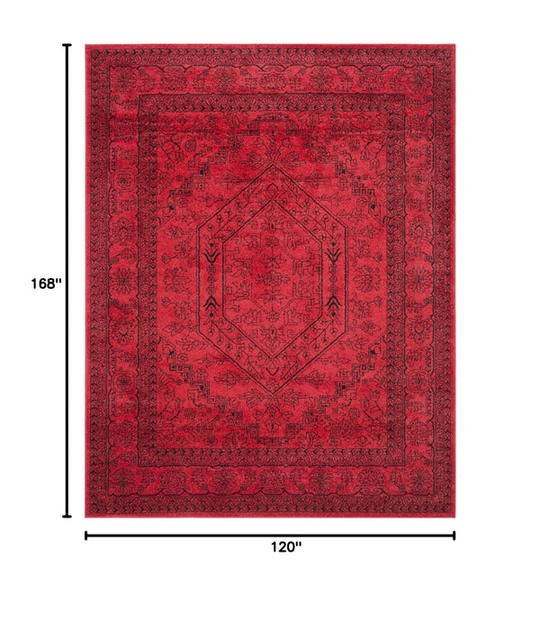 Red & Black Oriental Area Rug 10x14 – Traditional Medallion, Non-Shedding, Machine Woven