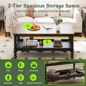 2-Tier Farmhouse Coffee Table with Storage