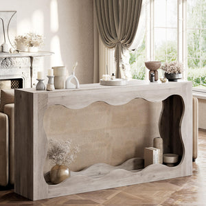 63" Farmhouse Console Table with LED Light