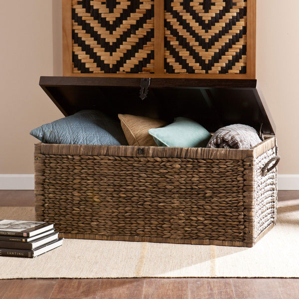 Water Hyacinth Storage Trunk with Espresso Lid