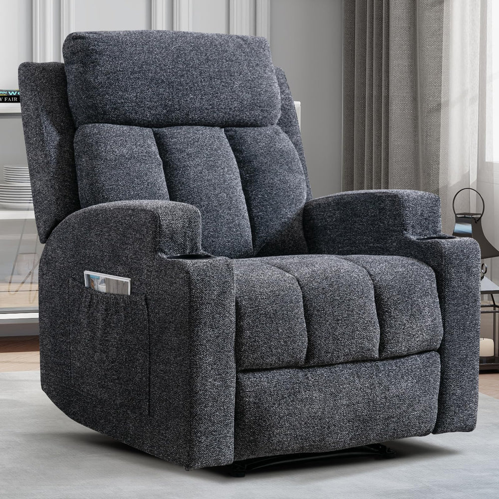 Manual Recliner Chair with Massage, Heat & Cup Holders