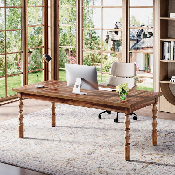 Large Executive Office Desk with Carved Turned Legs