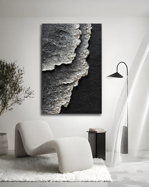 24x36" Hand-Painted 3D Texture Abstract Sea Wave Oil Painting – Modern Minimalist Canvas Wall Art