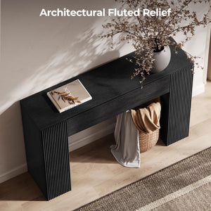 43" Fluted Narrow Console Table with Storage