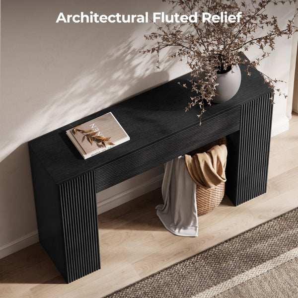 43" Fluted Narrow Console Table with Storage