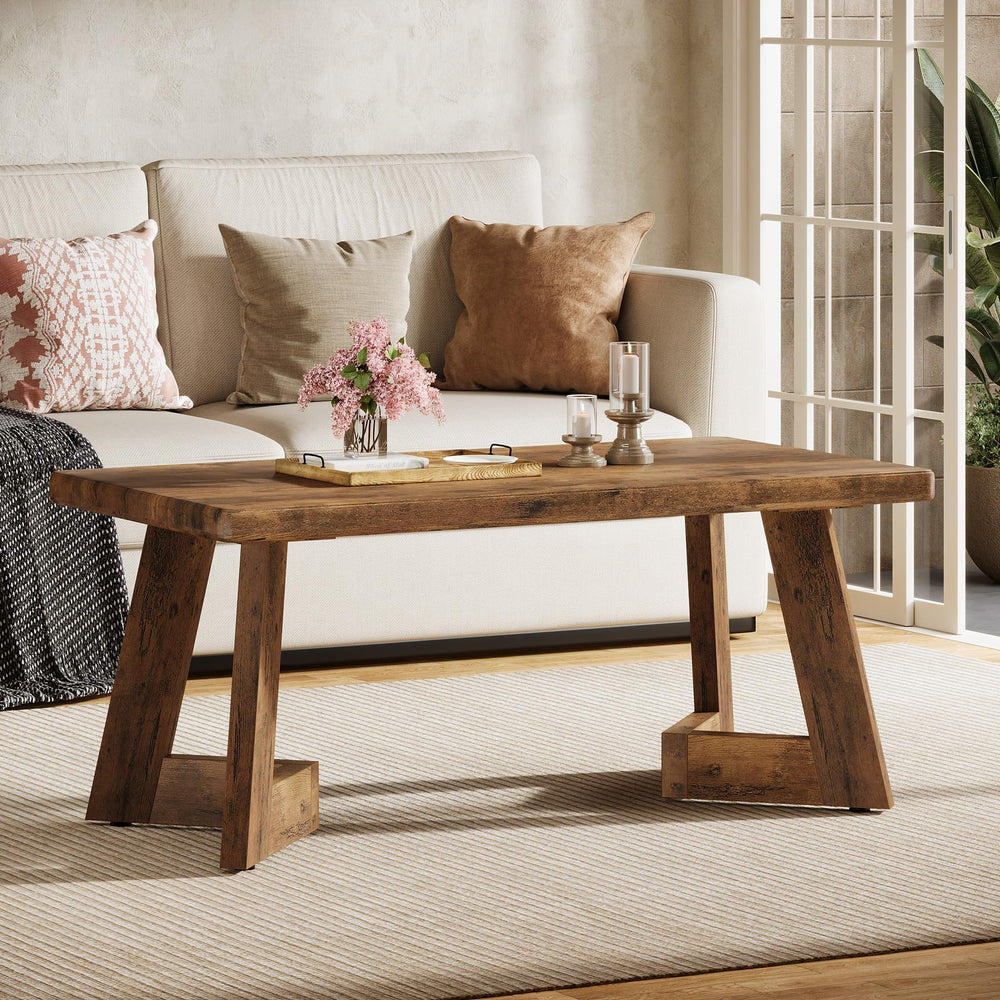 Farmhouse Coffee Table with V-Shaped Legs