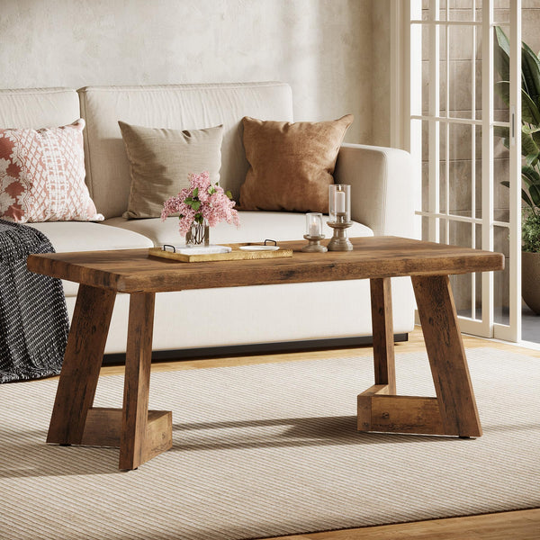 Farmhouse Coffee Table with V-Shaped Legs