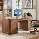 59" Victorian Executive Desk with Storage & Charging Station