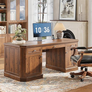59" Victorian Executive Desk with Storage & Charging Station