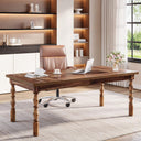 Large Executive Office Desk with Carved Turned Legs