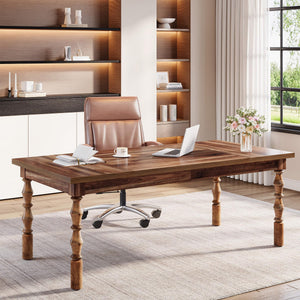 Large Executive Office Desk with Carved Turned Legs