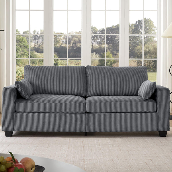 Modern Corduroy Loveseat Sofa with Removable Cover & Spring Cushions