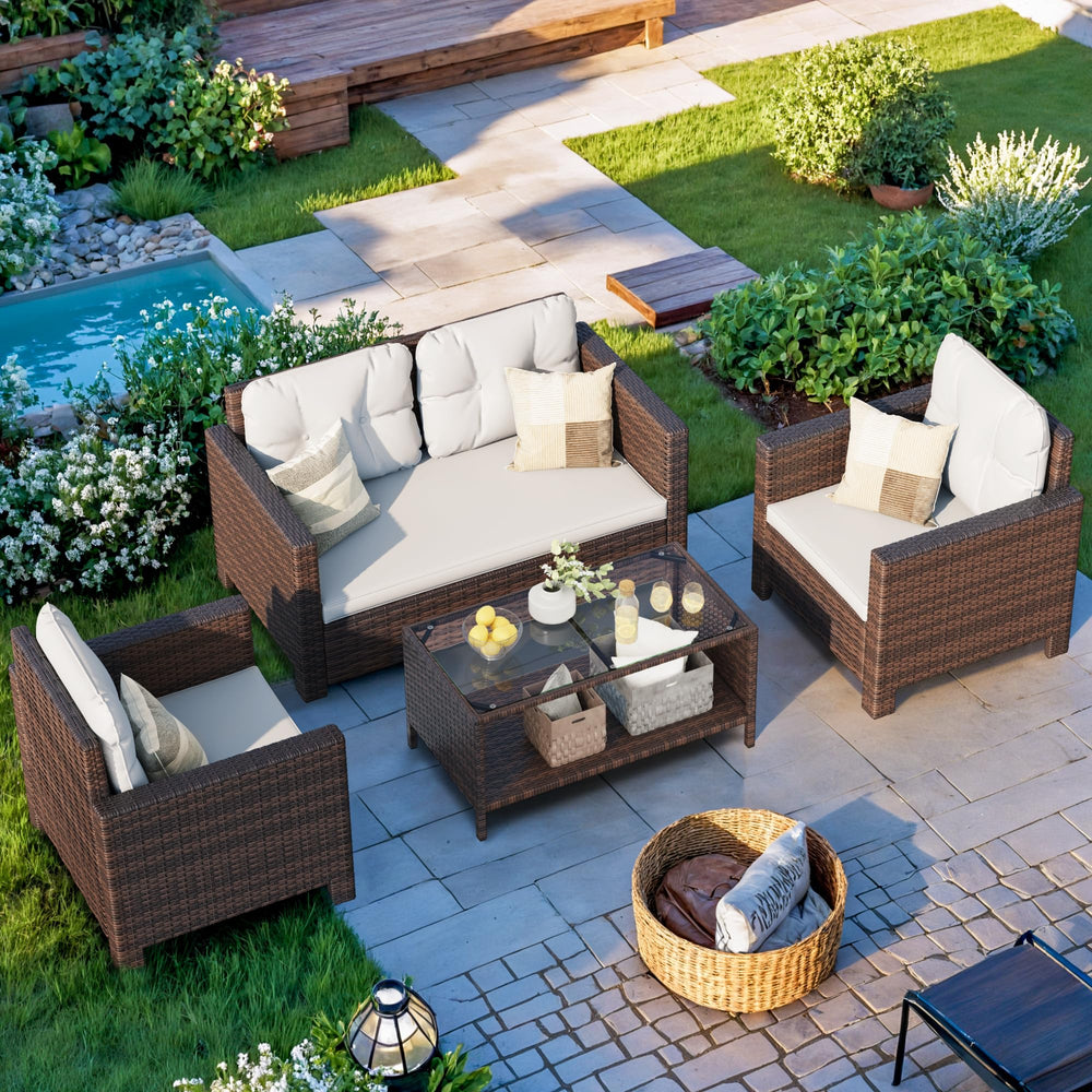 4-Piece Outdoor Wicker Patio Furniture Set