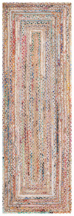 Handmade Jute & Cotton Runner Rug – 2'3" x 13' | Geometric Braided Design