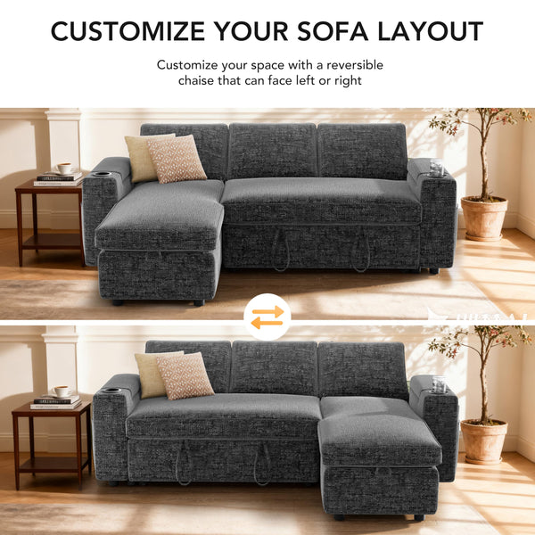 L-Shaped Sleeper Sectional Sofa with Storage
