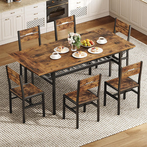 7-Piece Extendable Dining Table Set with 6 Chairs