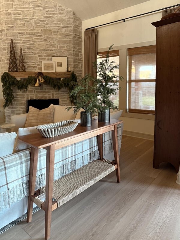 Walnut Console Table with Wood Legs – Entryway & Sofa Table