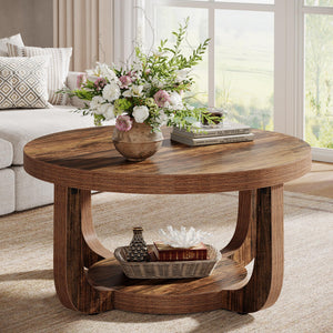 Round 2-Tier Coffee Table with Storage