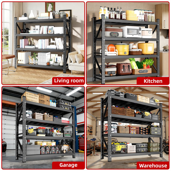 Heavy Duty 4-Tier Adjustable Metal Garage Shelving Unit