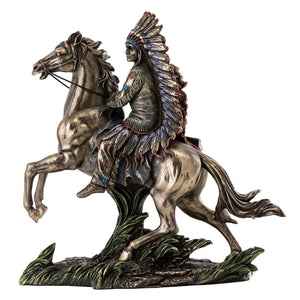 Cold Cast Bronze Chief Sitting Bull on Horseback Statue