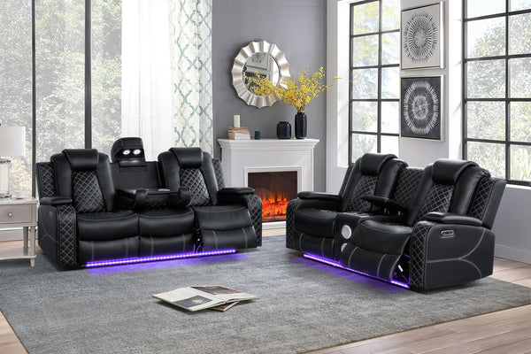 3-Piece Power Recliner Sofa Set with LED & Bluetooth