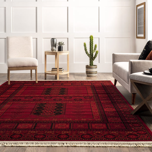 Traditional Oriental Area Rug – Red & Ivory, Multiple Sizes