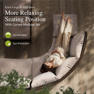 5-Piece Half Moon Outdoor Wicker Sectional Sofa Set