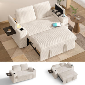 65" Loveseat Sleeper Sofa – 3-in-1 Convertible with Pull-Out Bed