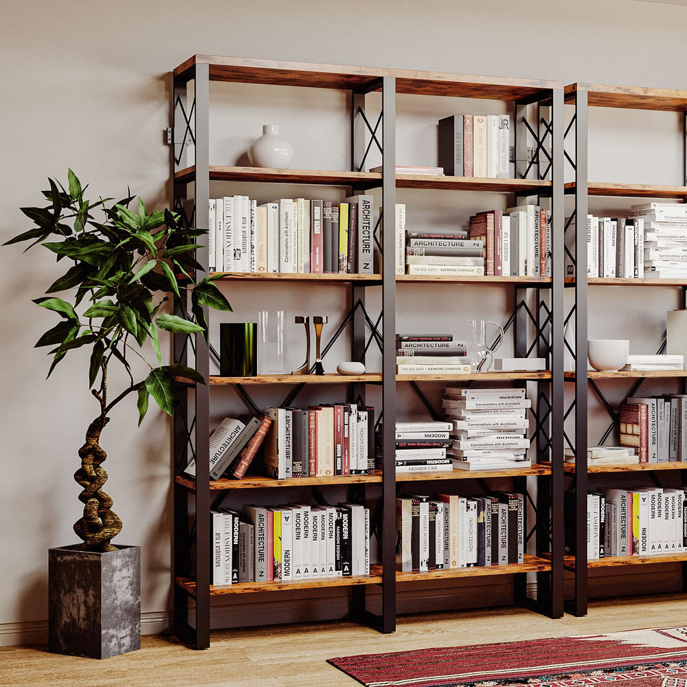 Double Wide 6-Tier Bookshelf 76"H