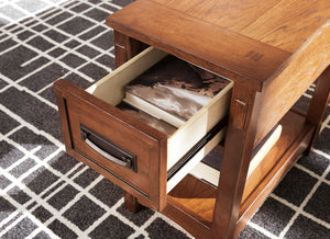 Mission-Style Chairside End Table with Drawer and Shelf