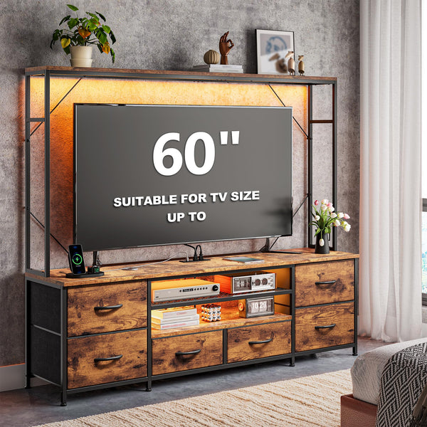 55" TV Stand with LED Lights & Power Outlets