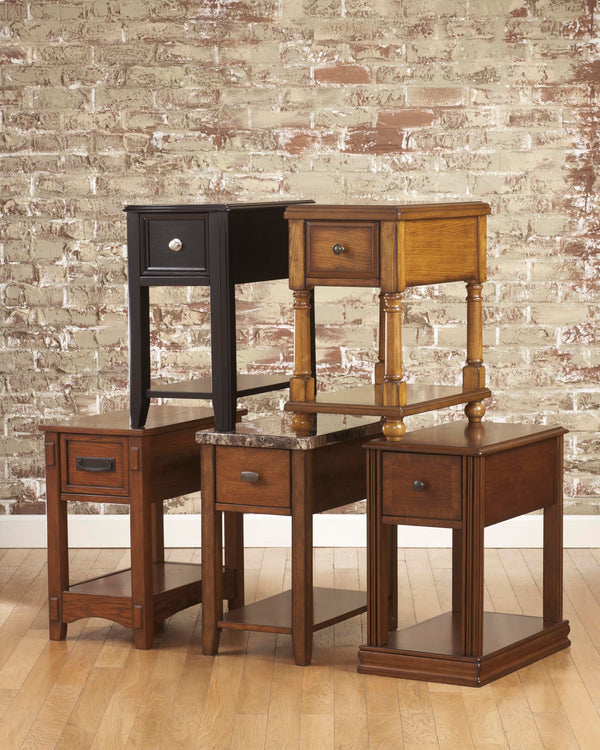 Mission-Style Chairside End Table with Drawer and Shelf