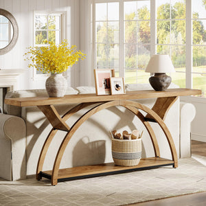 70.87" 2-Tier Console Table, Industrial Sofa Table
