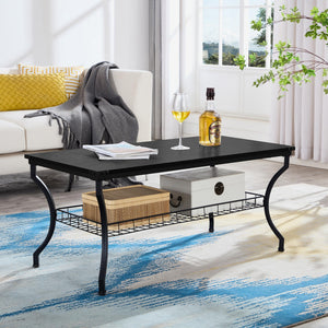 3-Piece Living Room Coffee Table Set with Storage Shelves