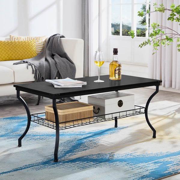 3-Piece Living Room Coffee Table Set with Storage Shelves