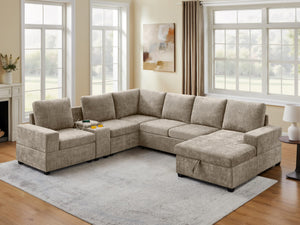 Modular Sectional Sofa with Pull-Out Bed & Storage