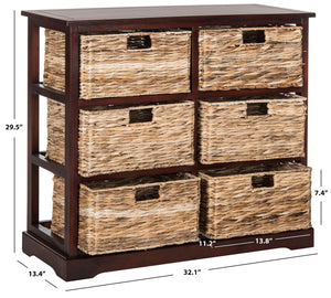 Wicker Basket Storage Chest with Distressed Wood Frame