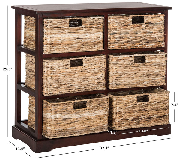 Wicker Basket Storage Chest with Distressed Wood Frame
